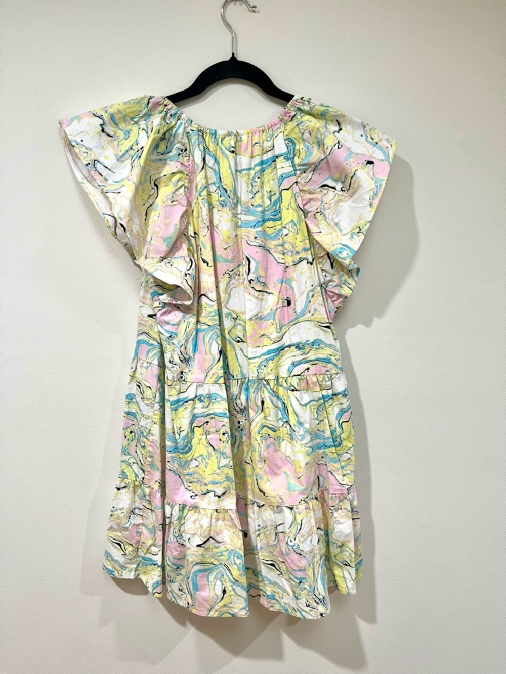 BuddyLove Ronnie Ruffle Sleeve Short Dress - Citron Marble size Small - Picture 10 of 10